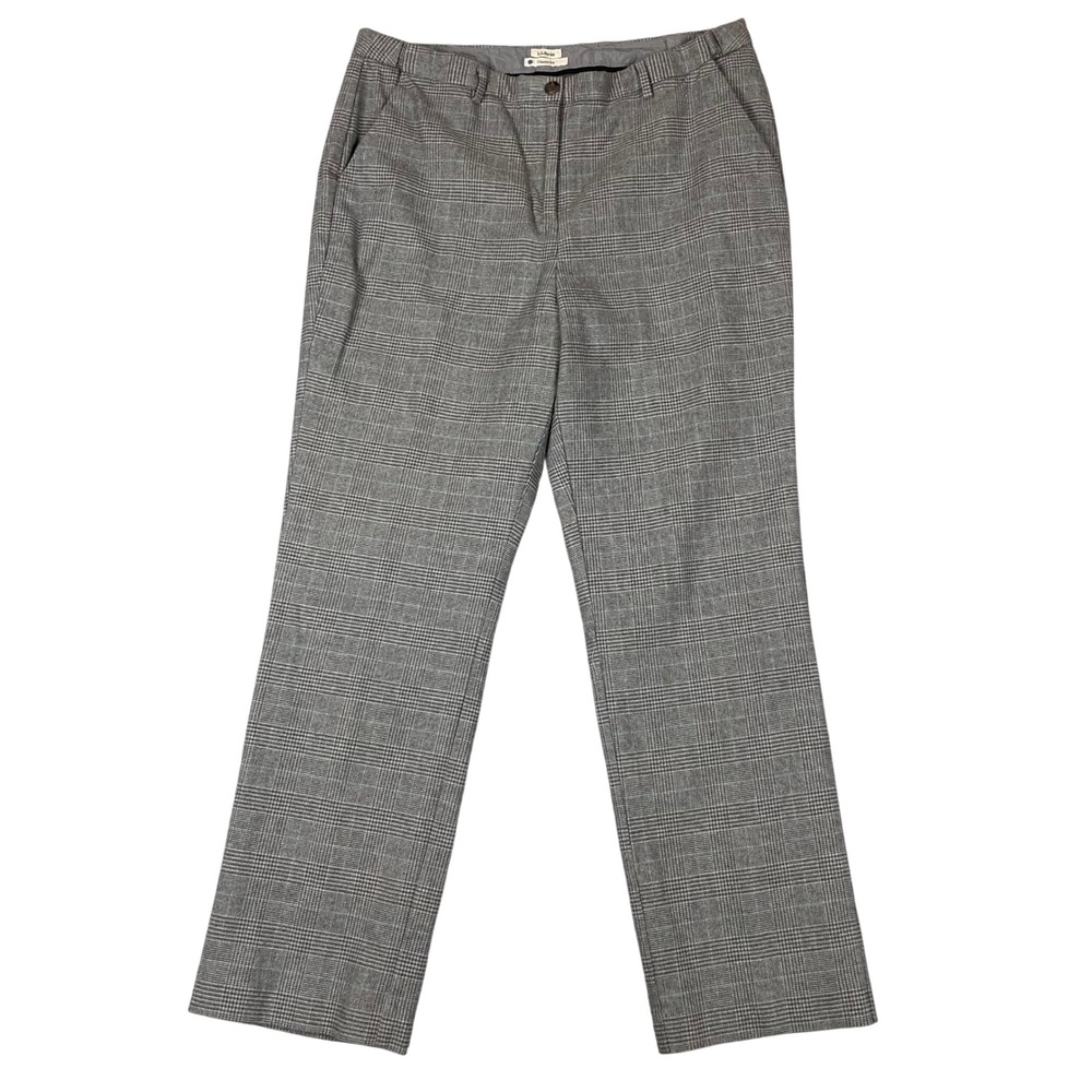 L.L.Bean Classic Fit Glen Plaid Cotton Tweed Straight Leg Trousers Women 18 Tall